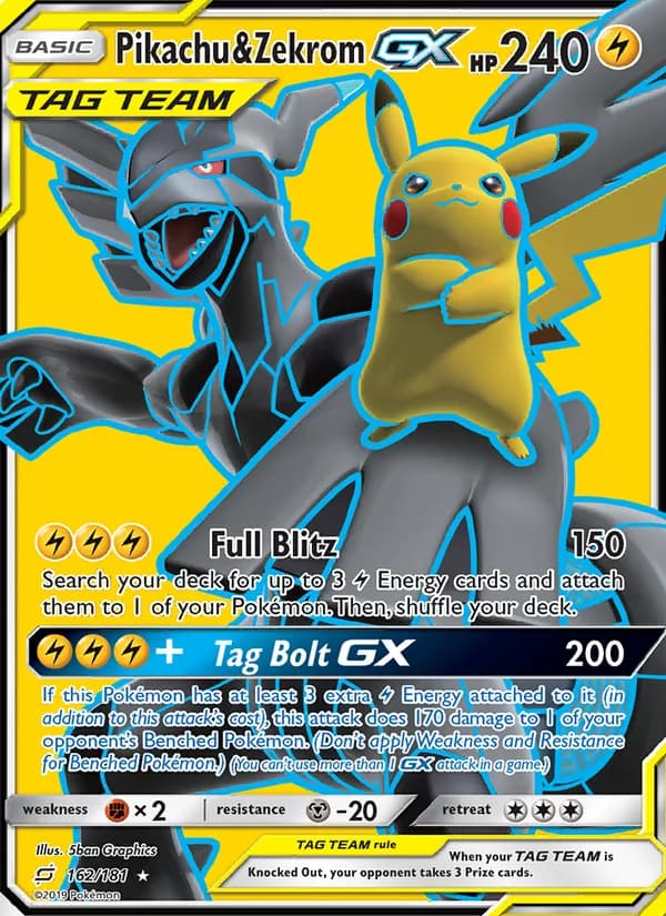 Pikachu & Zekrom GX card image